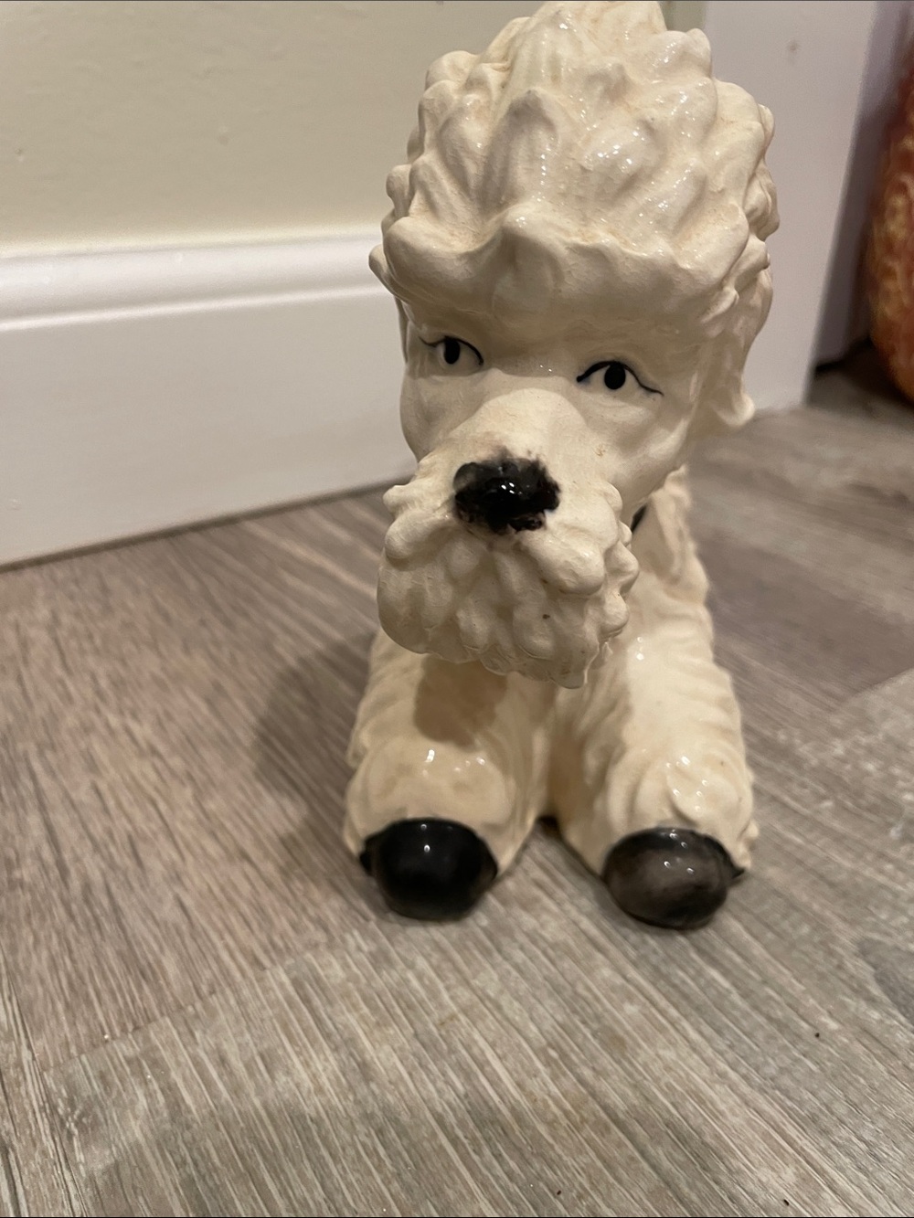Cream Ceramic Poodle Accent Figurine - Unbranded
